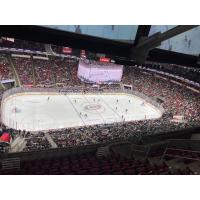 A big crowd watches the PWHL Takeover Tour in Raleigh, NC