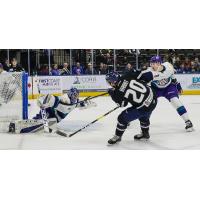 Orlando Solar Bears goaltender Martin Ouellette makes a diving stop