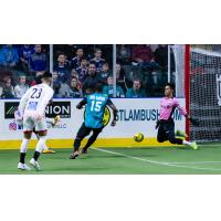 Douglas Dos Santos of the St. Louis Ambush (center) eyes a loose ball