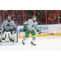 Florida Everblades goaltender Cam Johnson and defenseman Connor Doherty
