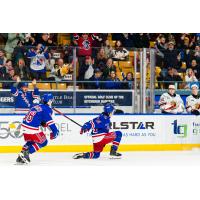 Kitchener Rangers' Christian Humphreys and Jack Pridham on game night