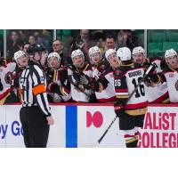Belleville Senators right wing Tyler Boucher along the bench
