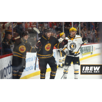 Indy Fuel react after a goal against the Wheeling Nailers