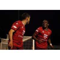 North Carolina FC reacts after a goal against Charlotte Independence