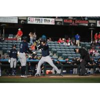 Spencer Jones of the Somerset Patriots scores following a homer