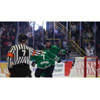 Florida Everblades' Logan Lambdin congratulates Andrew Fyten