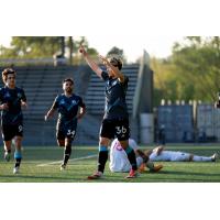 Tacoma Defiance forward Yu Tsukanome reacts after a goal